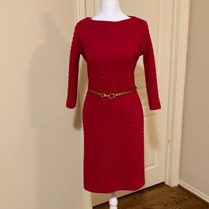 Red Warm dress with belt